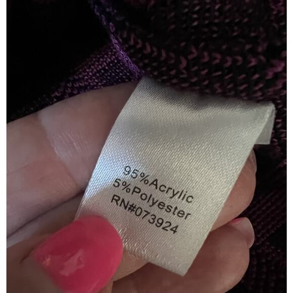 MING WANG Purple Black Abstract Soft Knit Tailored Blazer Jacket Sz L - Picture 9 of 12